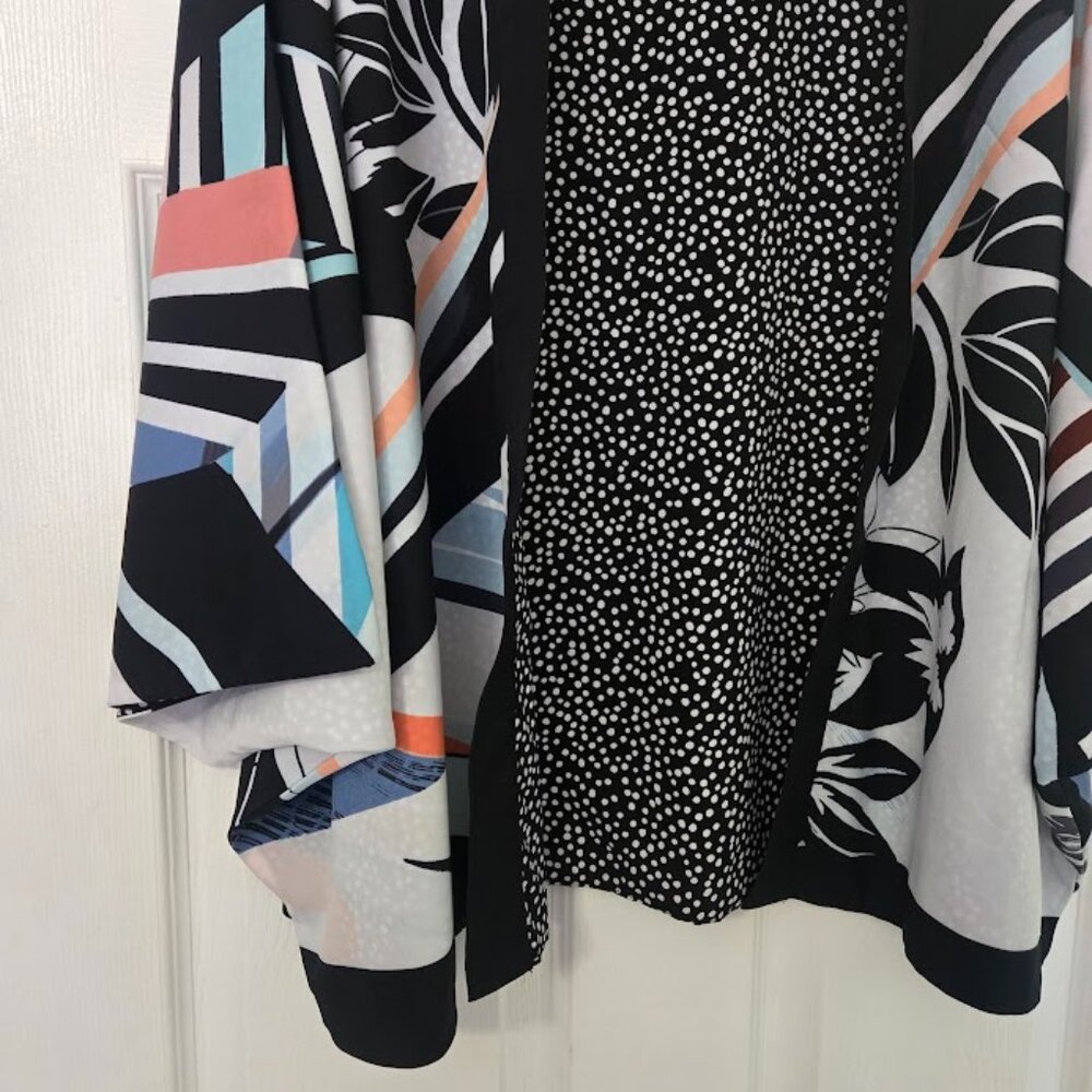 Chico's Mixed Pattern Open Front Jacket Dolman Sl… - image 2